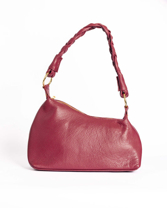 Sac Nour couleur Prugne en cuir grainé italien – 10ᵉme Paris