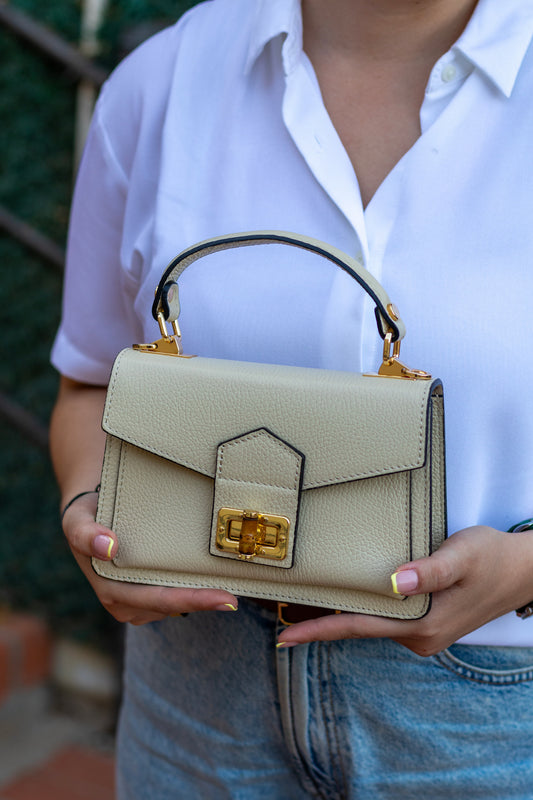 Nahla – Cuir Grainé Beige | Édition Limitée