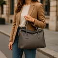 Sac Cabas Laure XL – Cuir Gris Fumé | Édition Limitée