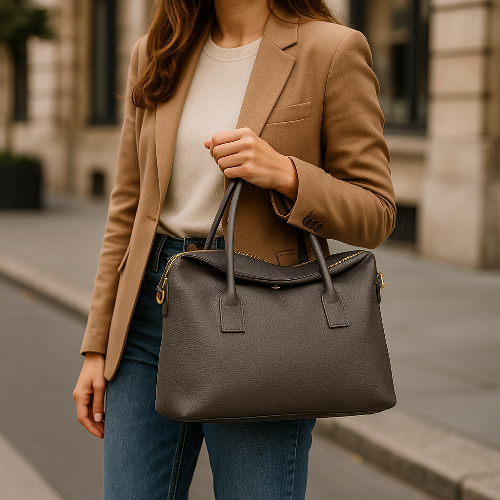 Sac Cabas Laure XL – Cuir Gris Fumé | Édition Limitée