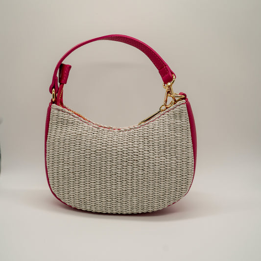 Sac Clara S – Cuir Rose & Raphia Vert Très Clair | Édition Limitée