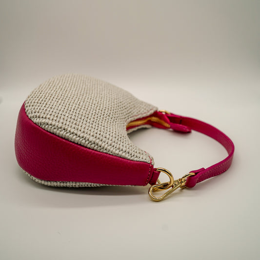 Sac Clara S – Cuir Rose & Raphia Vert Très Clair | Édition Limitée