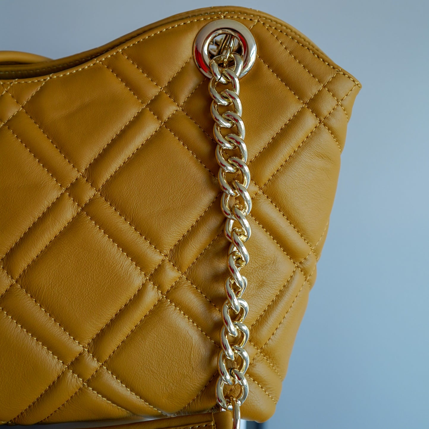 Sac Léa L – Cuir Jaune Moutarde | Grand format – Édition Limitée