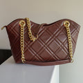 Sac Léa L – Cuir Marron Matelassé | Grand sac à main – Édition Limitée
