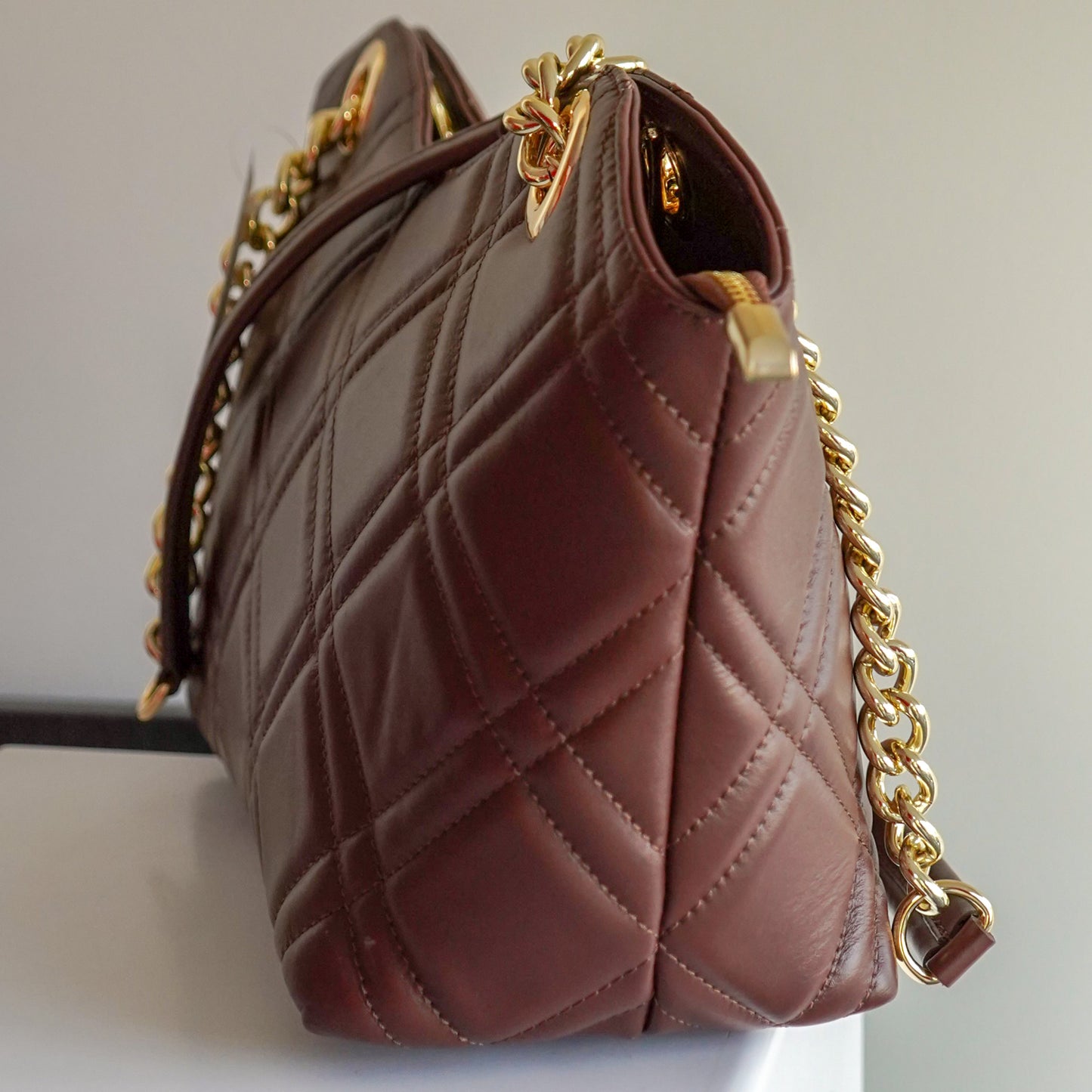 Sac Léa L – Cuir Marron Matelassé | Grand sac à main – Édition Limitée
