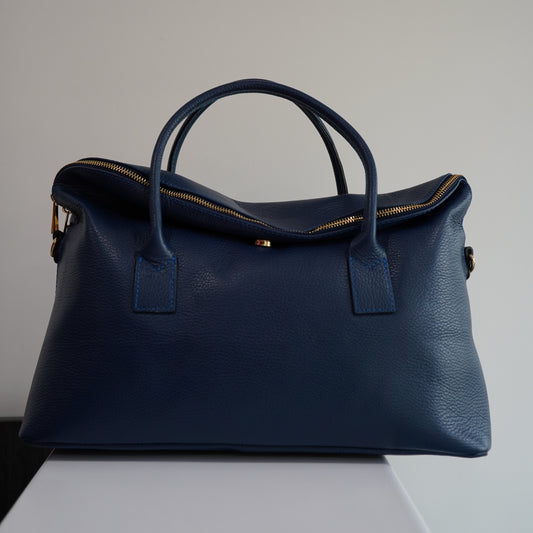Grand sac à main Laure XL – Cuir Bleu Jean | Édition Limitée